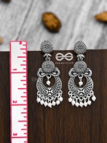 A Modish Peacock Artwork - Oxidised Boho Earrings
