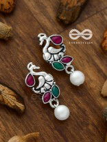 The Elegant Pearl Peacocks (Ruby-Emerald) - Embellished Oxidised Collection
