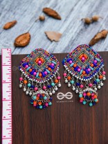 A Sensational Statement - Embroidered Oxidised Jhumkas