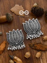 The Intricate Lively Lotus - Oxidised Boho Earrings
