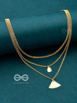 The Elegant Curves  - Golden Triple Layered Statement Neckpiece