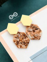 The Hexes of Charm - Golden Acrylic Statement Earrings