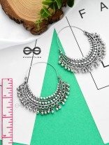 The Dotted Dangling hoops - Oxidised Boho Earrings