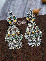 The Playful Peacocks - Colourful Enamelled Earrings