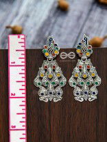 The Playful Peacocks - Colourful Enamelled Earrings