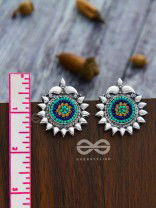 The Cute Artsy Button Studs - Embroidered Oxidised Earrings