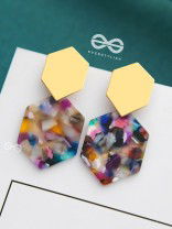 The Hypnotic Hexagons - Statement Golden Earrings