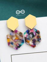 The Hypnotic Hexagons - Statement Golden Earrings