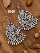 The Intricate Peacock Danglers - Oxidised Boho Earrings