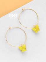 The Beauteous Butterfly Hoops (Yellow) - Golden Casual Earrings
