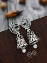 The Mesmerising Peacock Artwork Jhumkis - The Oxidised Boho Collection
