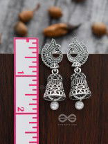 The Mesmerising Peacock Artwork Jhumkis - The Oxidised Boho Collection