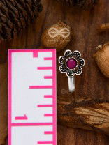 The Floral Delight - Embellished Non-pierced Nosepin (Ruby Red)