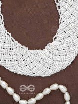 The Beauteous Braided Criss-Cross Beaded Necklace (White)
