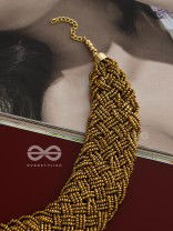 The Beauteous Braided Criss-Cross Beaded Necklace (Golden)