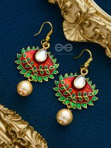 The Little Mesmerisers - Hand Painted Meenakari Earrings (Wine-Emerald)