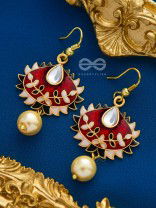 The Little Mesmerisers - Hand Painted Meenakari Earrings (White-Wine)