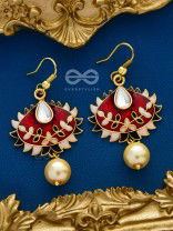 The Little Mesmerisers - Hand Painted Meenakari Earrings (White-Wine)