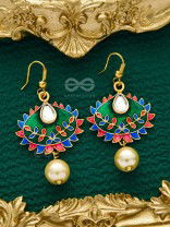 The Little Mesmerisers - Hand Painted Meenakari Earrings (Pine Green)