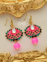 The Little Mesmerisers - Hand Painted Meenakari Earrings (Fuscia)