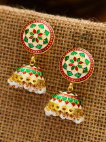 The Statement of Elegance - HandPainted Meenakari Jhumkis