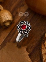 The Flower of Ikigai- Oxidised Non-pierced Nosering(Crimson)