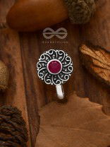 The Embellished Whirlwind - Oxidised Non-pierced Nosering (Ruby Red)