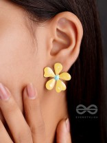 The Delightful Daisies - Statement Enamelled Earrings (Royal Yellow) 