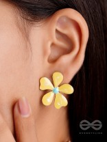 The Delightful Daisies - Statement Enamelled Earrings (Royal Yellow) 