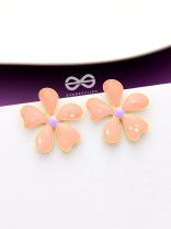 The Delightful Daisies - Statement Enamelled Earrings (Coral Pink) 