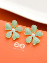 The Delightful Daisies - Statement Enamelled Earrings (Sage Green) 