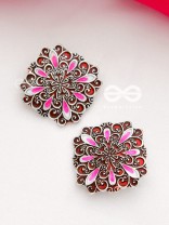 The Alluring Motifs - Statement Meenakari Studs (Burgundy)