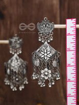 The Peacock Artwork Oxidised Square Statement Jhumkas