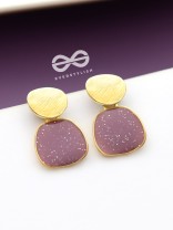 The Classy  Shimmer - Statement Golden Earrings (Burgundy)