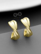 The Techno Twists - Golden Statement Stud hoops