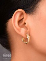 The Techno Twists - Golden Statement Stud hoops