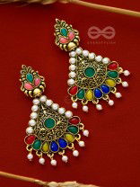 The Embellished Intricacy - Golden Statement Earrings