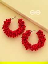 A Glimmer of Shimmer - Playful Embellished Hoops (Scarlet Red)