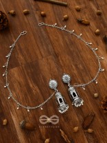 A Divine Allure - Oxidised Silver Earrings with hair Attachement