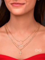 The Layered Infinite Grace - Golden Statement Neckpiece With Anti-Tarnish Coating 