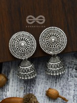 The Shield of Motifs -  Oxidised Boho Jhumki