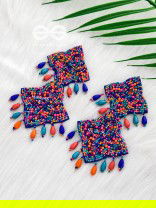 THE ROYAL GLAMOUR - EMBROIDERED PEARL STATEMENT EARRINGS ( MULTICOLOR)