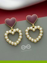 I'm all Heart - Statement Pearl Enamelled Earrings