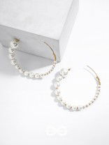 The Crescent Moon Pearls - Statement Hoops