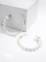 The Crescent Moon Pearls - Statement Hoops