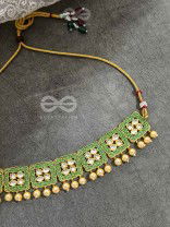 The Windows of Opulence - Set of Statement Choker and Earrings( INDIA GREEN)