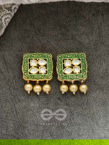 The Windows of Opulence - Set of Statement Choker and Earrings( INDIA GREEN)