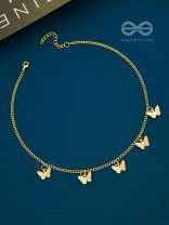 The Beguiling Butterflies - Statement Golden Neckpiece With Anti-Tarnish Coating 