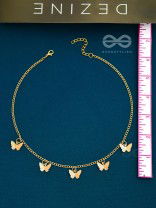 The Beguiling Butterflies - Statement Golden Neckpiece With Anti-Tarnish Coating 
