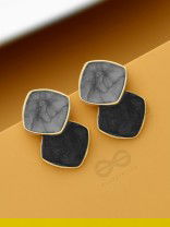 A Classy delight - Statement Enamelled Earrings ( grey -black)